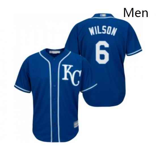 Mens Kansas City Royals 6 Willie Wilson Replica Blue Alternate 2 Cool Base Baseball Jersey